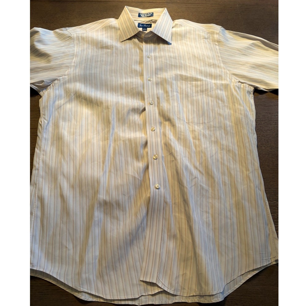 Paul Fredrick Imperial 100s Cotton Broadcloth Striped French Cuff Shirt 16.5 34